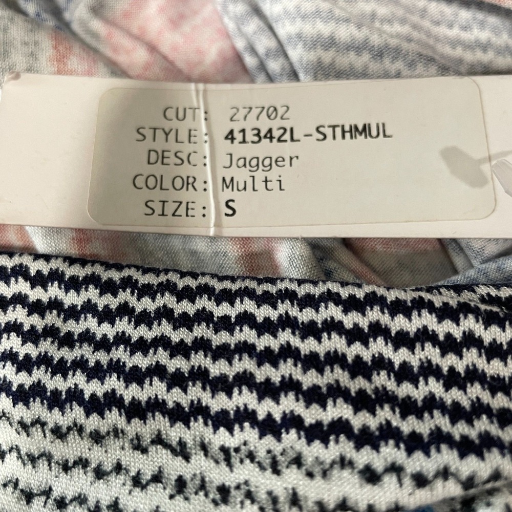 Multicolor Knit V Neck Tunic Top Boho Coastal Resort Vacation Striped Festival S - Picture 12 of 12